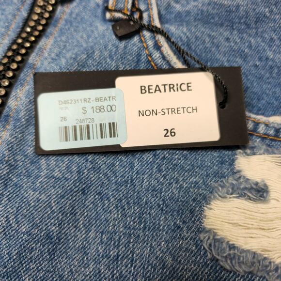 Carmar Beatrice Rhinestone Zipper Distressed Mini Skirt Size 26 - Picture 9 of 12